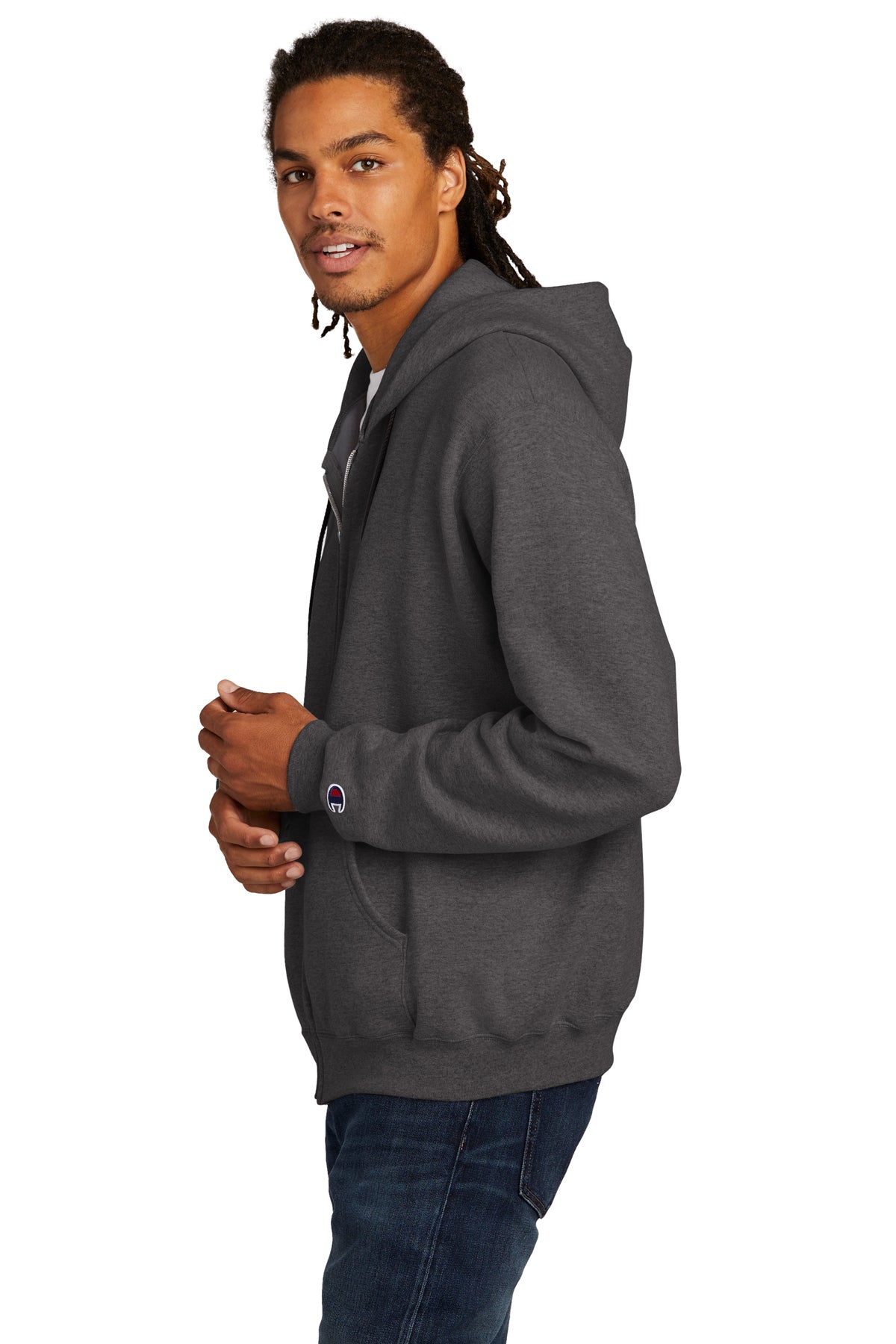 Champion Eco Fleece Full Zip Hoodie for Men & Women - Soft & Warm Charcoal Heather Pullover - Perfect for Outdoor Activities, Gym & Casual Wear