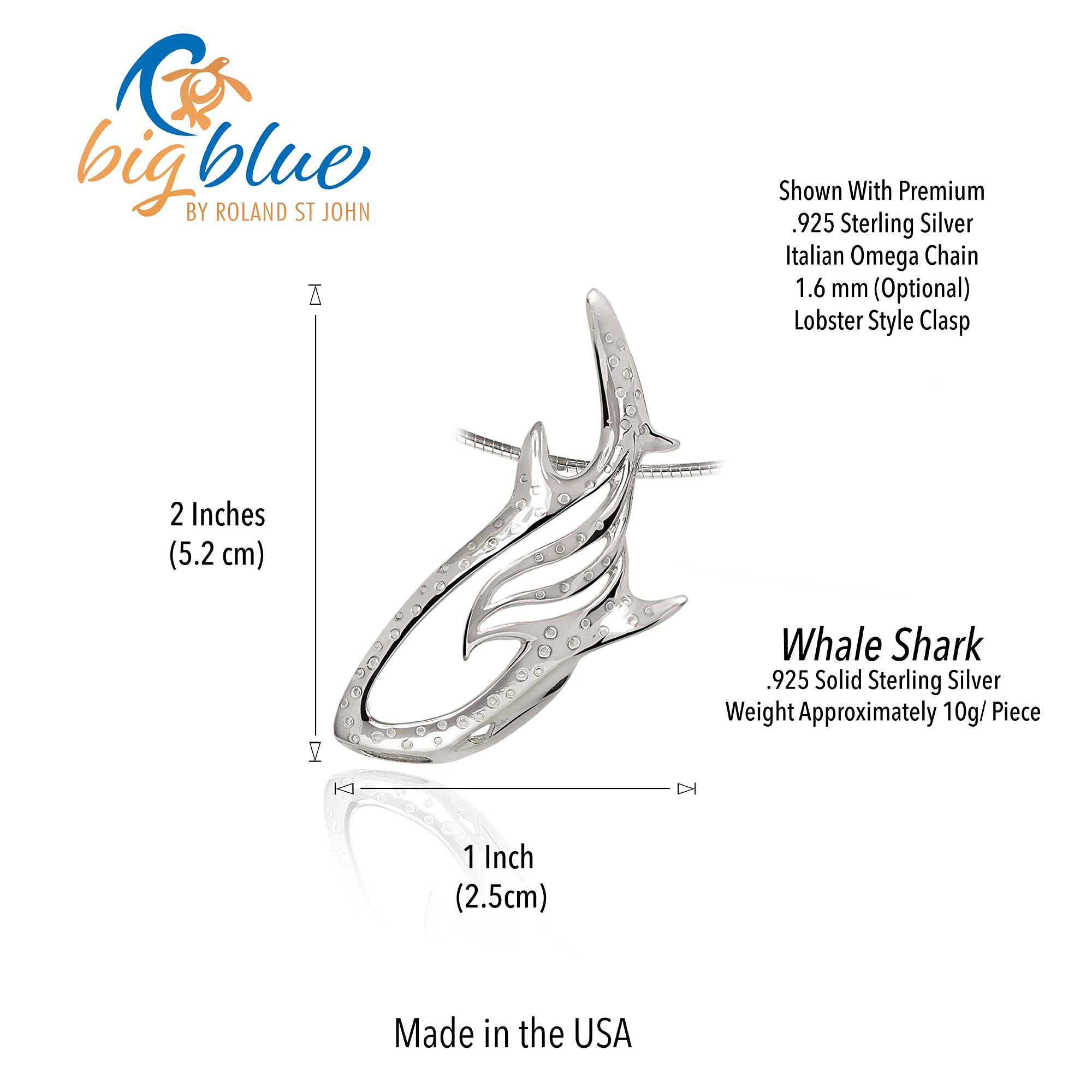 Whale Shark Necklace for Women - Sterling Silver .925 Jewelry | Unique Shark Lover Gift | Scuba Diving Accessories & Ocean-Themed Jewelry | Perfect for Beach Vacations, Marine Enthusiasts & Animal Conservation Supporters