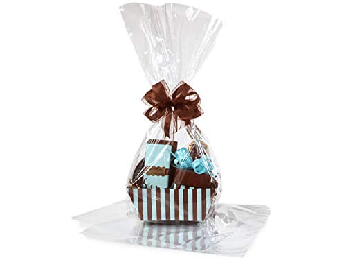 10 Pack Clear Cellophane Gift Bags 18x30 Inches - Large Flat Cello Bags for Gift Baskets, Party Favors, Wedding Treats & Holiday Packaging