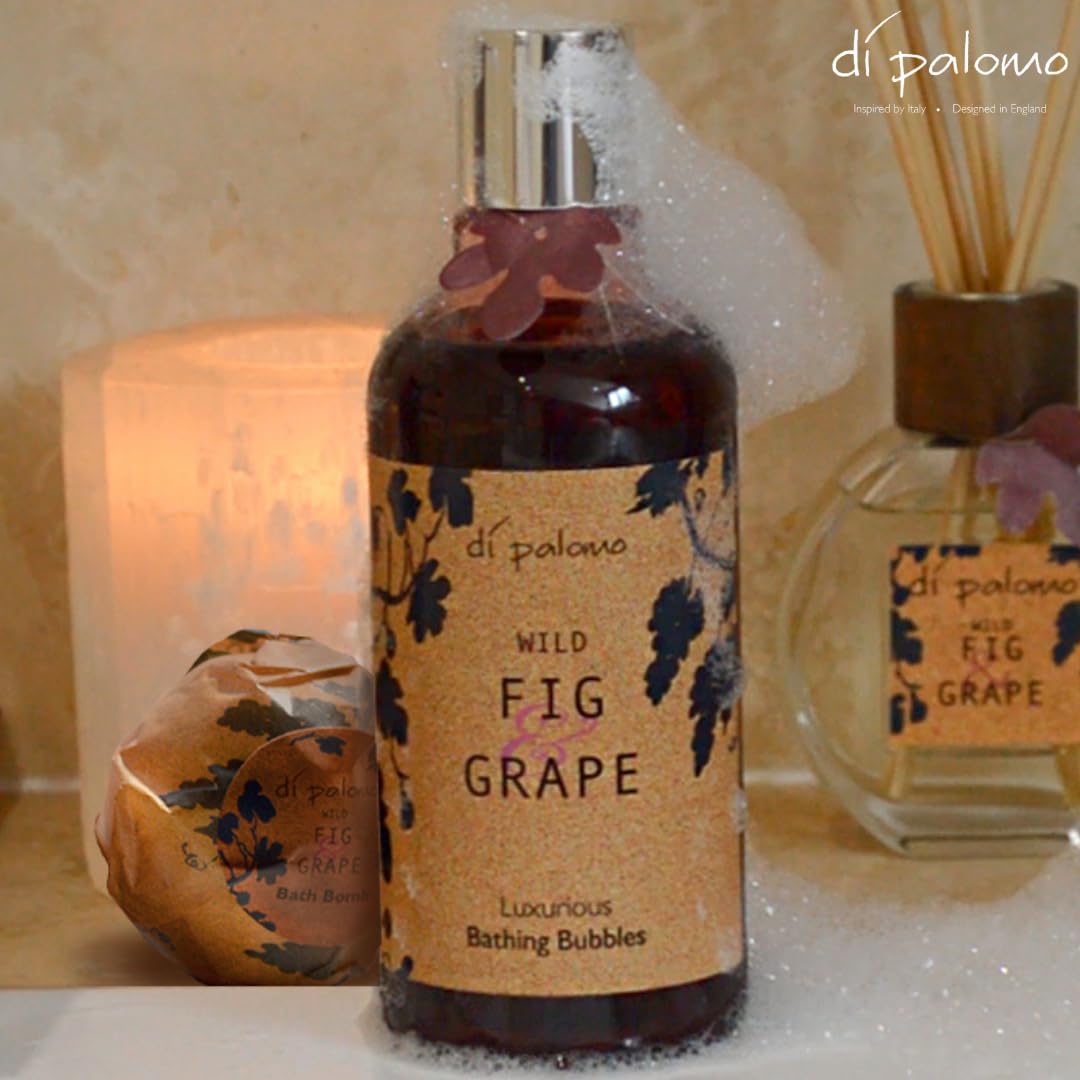 Di Palomo Vegan Wild Fig & Grape Luxury Bathing Bubbles 300ml - Foaming Bubble Bath & Body Wash with Nourishing Skin Care | Relaxing Bath Foam Gift Set for Women - Perfect for Spa Nights, Self-Care Rituals & Romantic Gifts