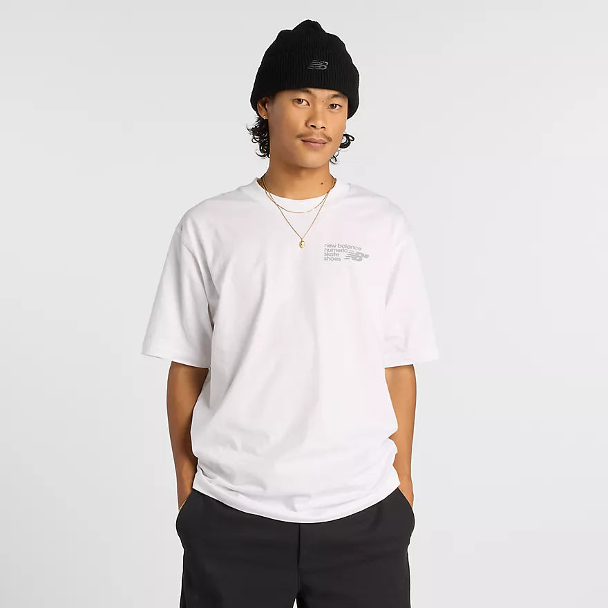 New Balance Numeric Small Logo Jersey T-Shirt for Men - White | Comfortable & Stylish Activewear for Skateboarding & Casual Wear