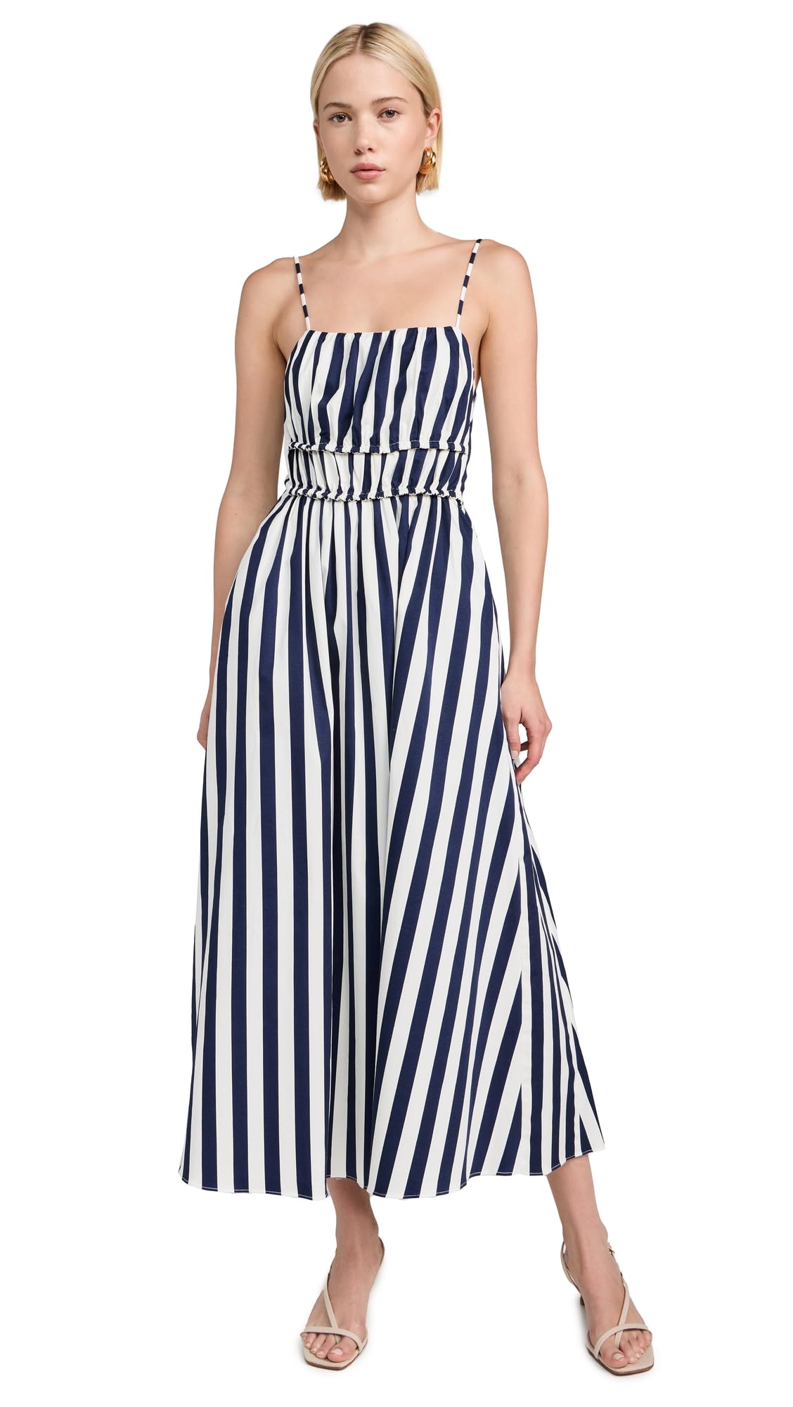 English Factory Striped Sleeveless Maxi Dress - Women's Summer Beach Dress for Vacation, Party & Casual Wear