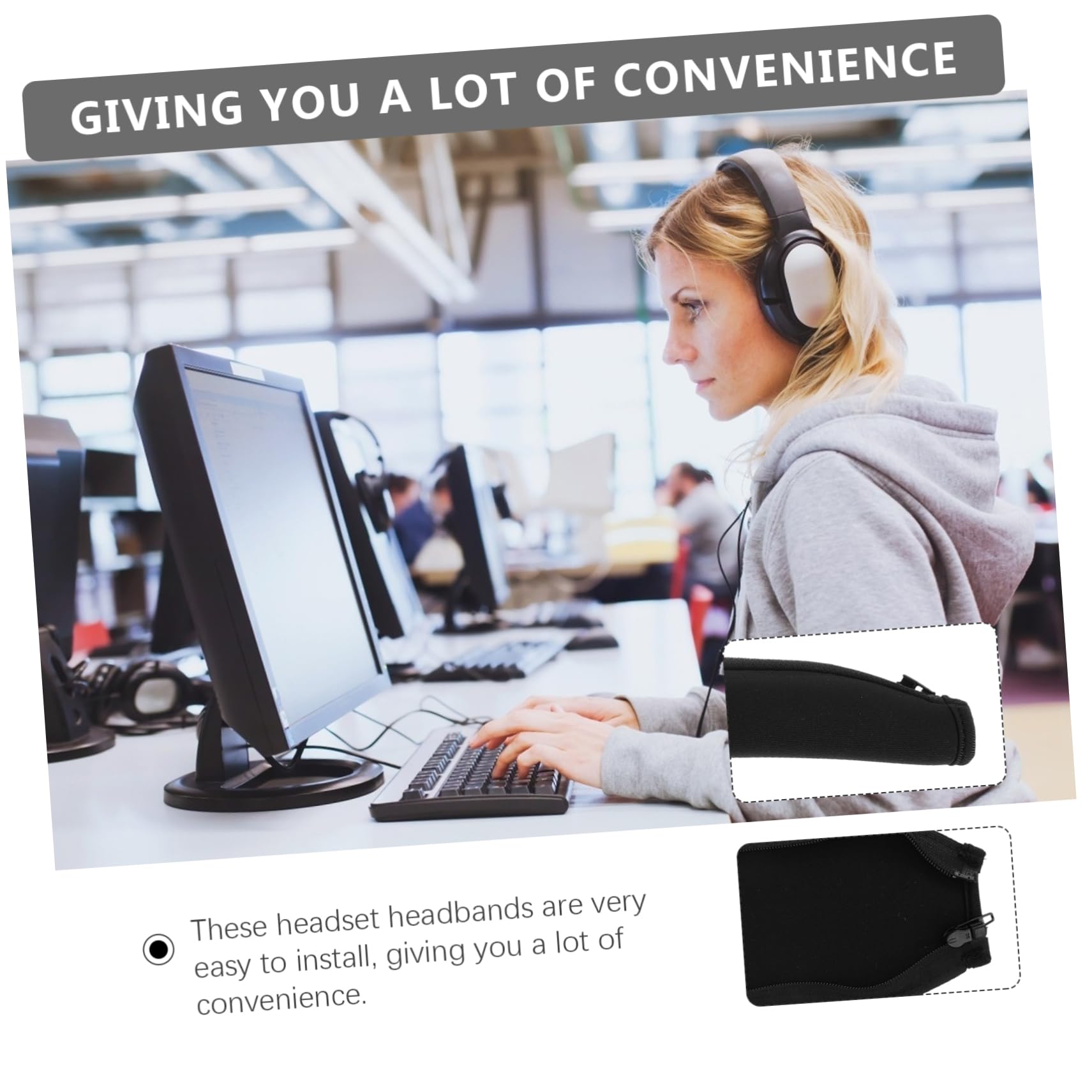 BESTonZON Wireless Over Ear Headphones with Beam Protective Sleeve - 2 Pack Replacement Headband for Large Ear Cups | Perfect for Gaming, Workouts & Travel Noise Isolation