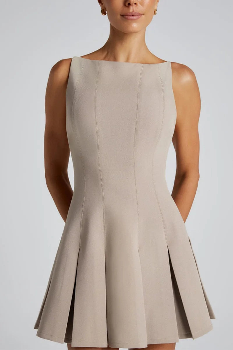 Sexy Backless High Waist A-Line Mini Dress for Women - Spaghetti Strap Sleeveless Pleated Party Dress - Perfect for Club Nights, Cocktail Parties & Date Nights