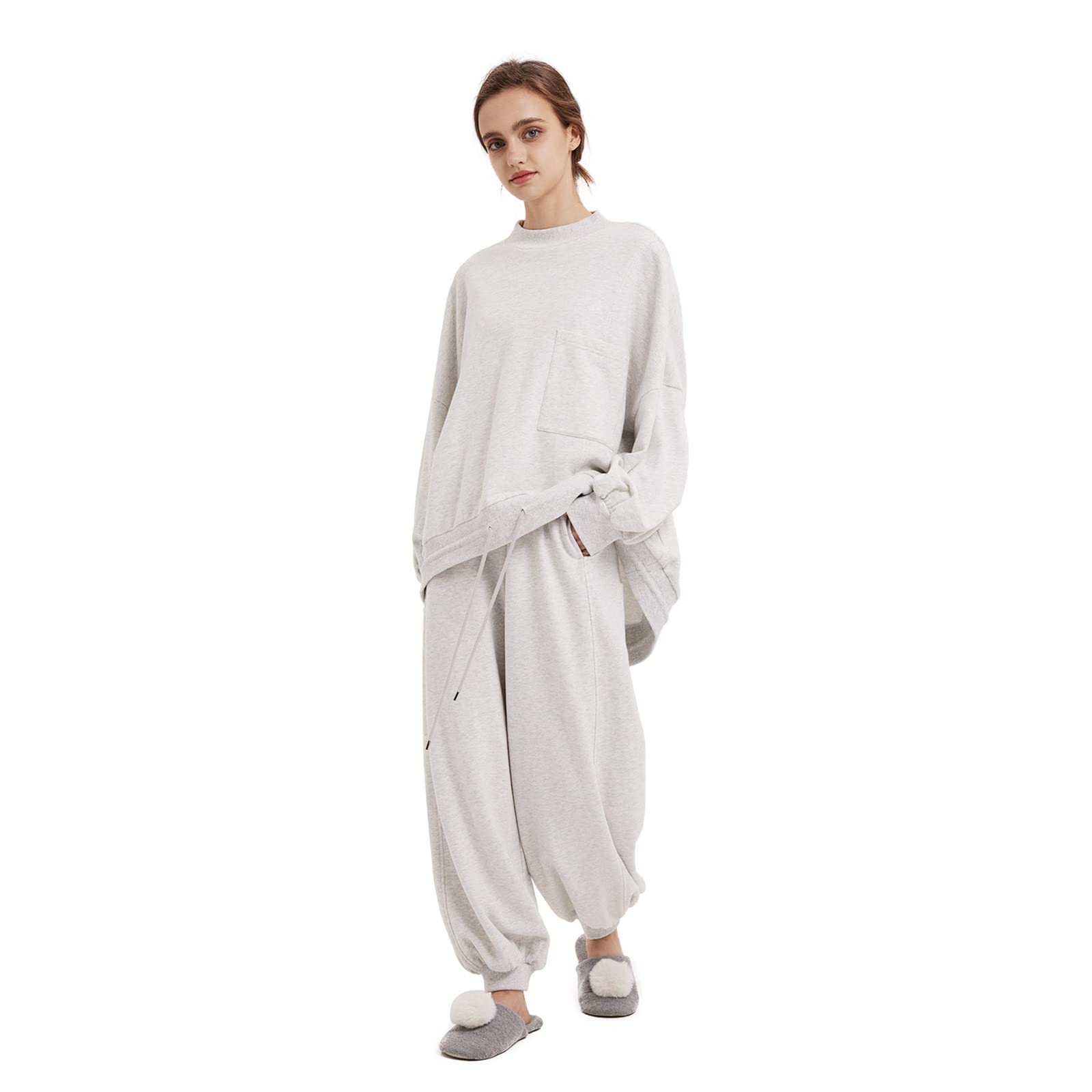 Women's Cotton Lounge Sets with Pockets - Comfy Nap Loungewear & Track Suits for Relaxing at Home, Yoga, or Running Errands