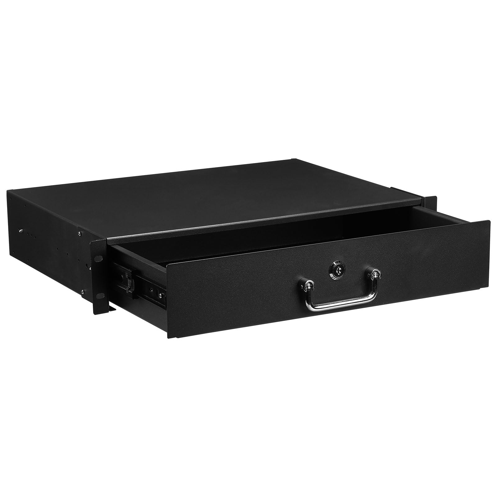 MECCANIXITY 2U 19-Inch Rack Mount Drawer for 17.3 Inch Equipment - Lockable Storage for AV, Network, DJ Gear - Perfect for Server Rooms, Studios & Data Centers