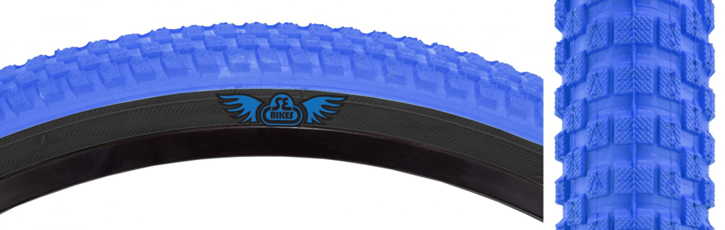 SE Bikes CUB Blue/Black 24x2.0 Bike Tire - 27TPI Wire Bead for BMX, Cruiser & Urban Cycling - Durable MPC Compound for Smooth Rides on Pavement & Trails