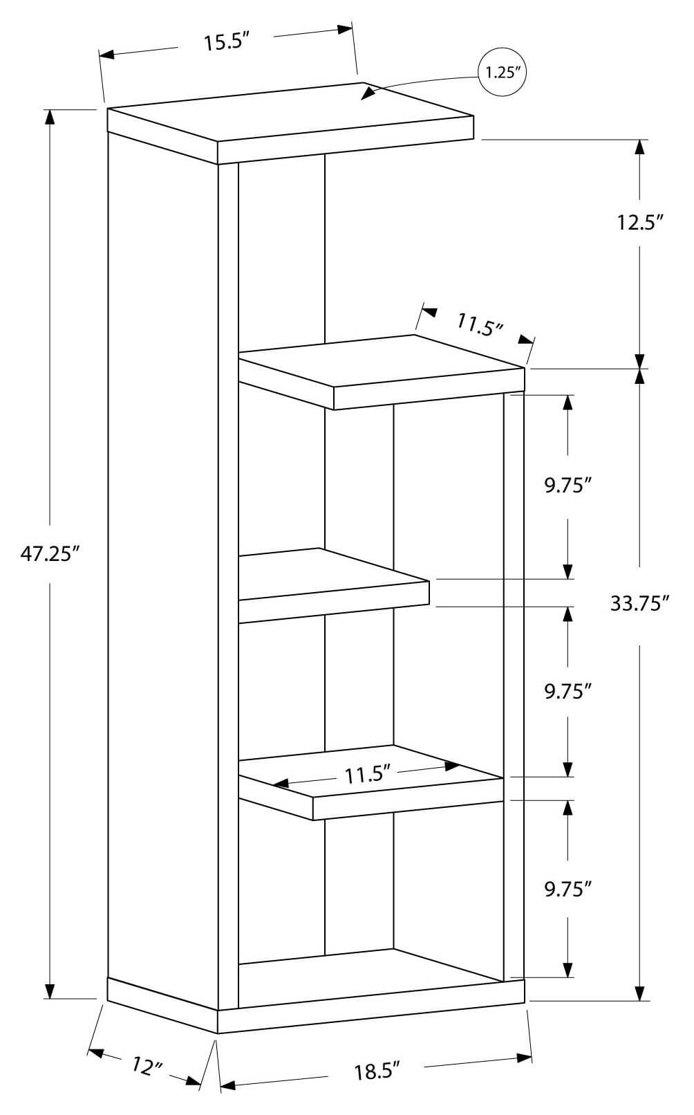 48H Dark Taupe Accent Display Unit Bookcase - Modern Wooden Shelf for Living Room, Bedroom & Office Storage - Perfect for Books, Decor & Display Collections