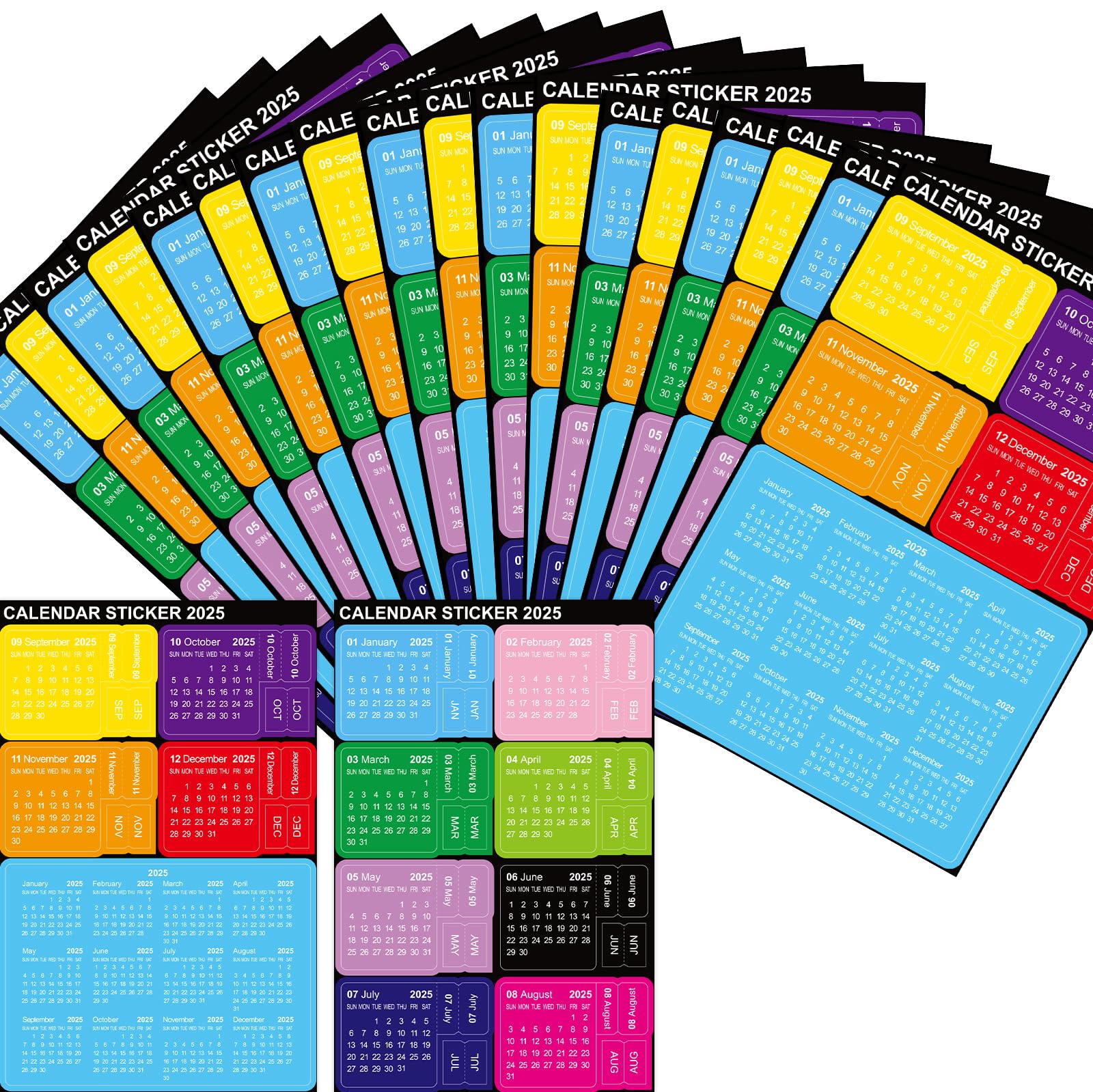 2025 Monthly Planner Stickers - 10 Sets of 240 Adhesive Index Tabs for Calendar, Journal & Organizer - Perfect for Bullet Journaling, Office Planning & School Organization