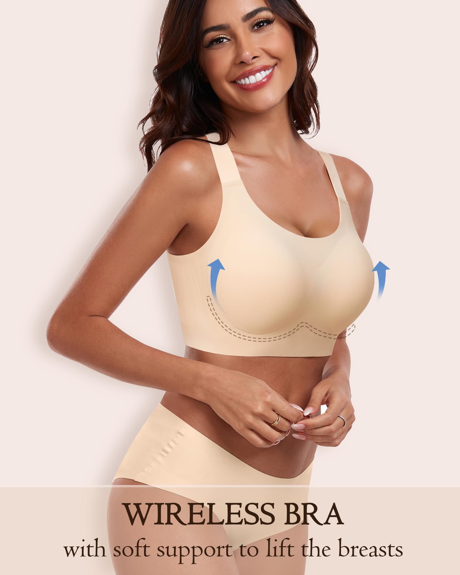 HORISUN Wireless Seamless Bras for Women - Full Coverage Supportive Comfort Bra - Regular & Plus Size - Perfect for Everyday Wear, Yoga & Lounge