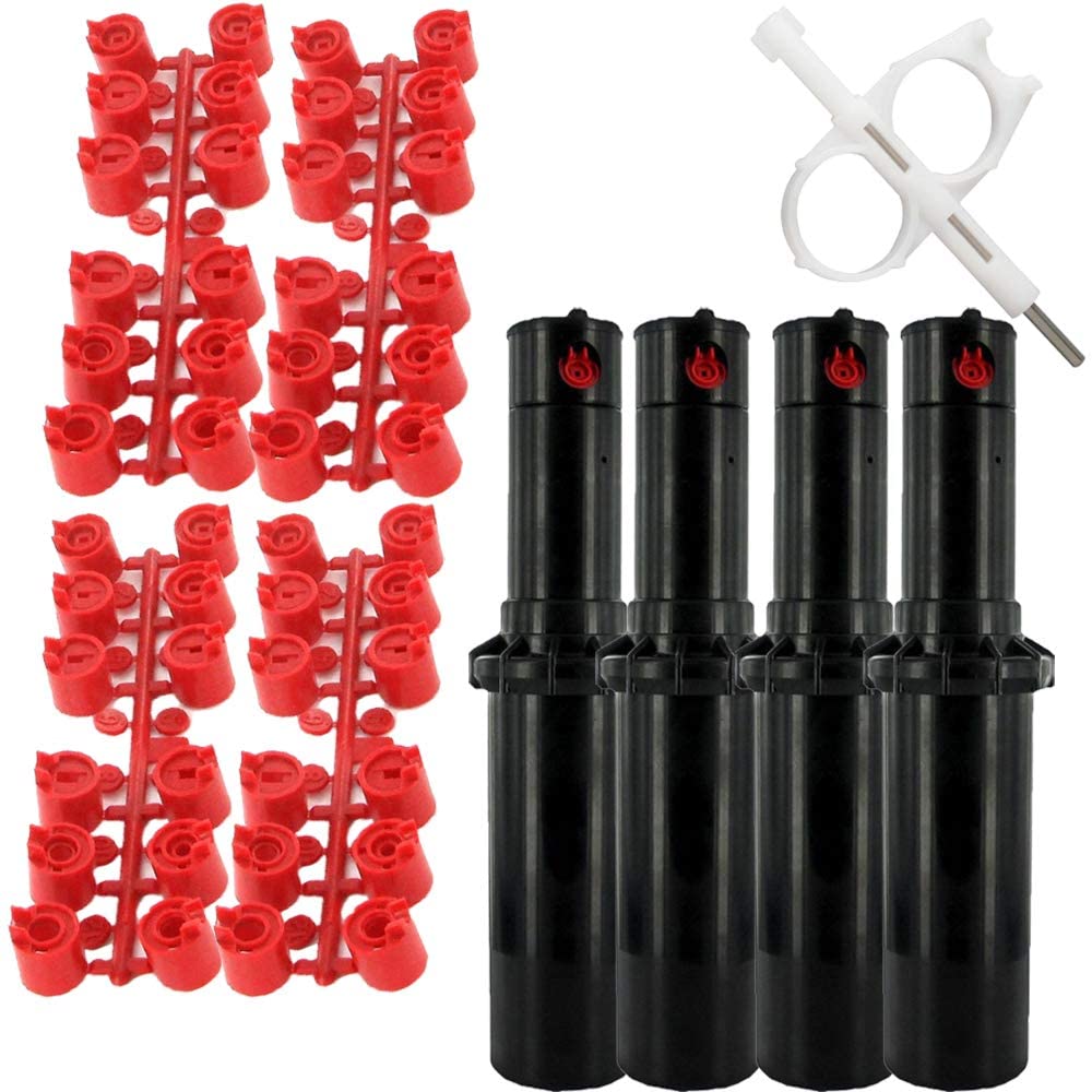 Hunter Industries PGP ADJ 4-Pack - Adjustable Pop-Up Rotor Sprinkler Heads with Nozzle Trees & Adjustment Tool (4 Pack) - Perfect for Lawn, Garden & Landscape Irrigation Systems