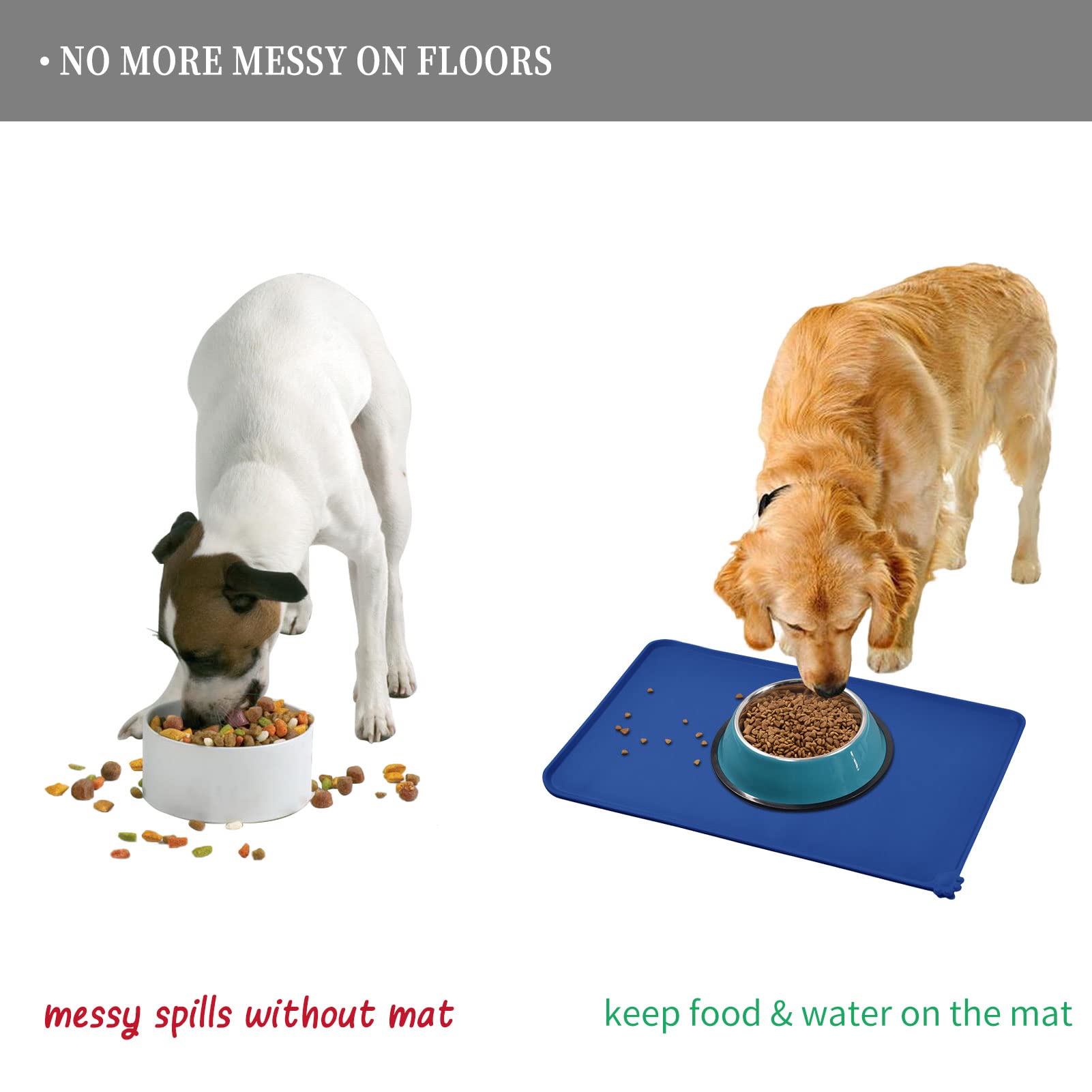 BPA-Free Waterproof Pet Feeding Mat with High Raised Edges - Heavy Duty Non-Slip Placemat for Cat & Dog Bowls | Spill-Proof Food Mat for Messy Drinkers | Protects Floors from Water & Food Spills | Ideal for Kitchen, Crate & Outdoor Use