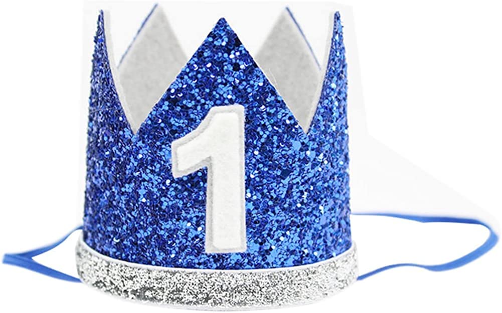 Sparkly Baby Birthday Crown Headband - Glitter Hairband for Birthday Boy, Party Photo Prop, 1st Birthday Gift (Perfect for Birthday Parties, Photo Shoots & Special Celebrations)