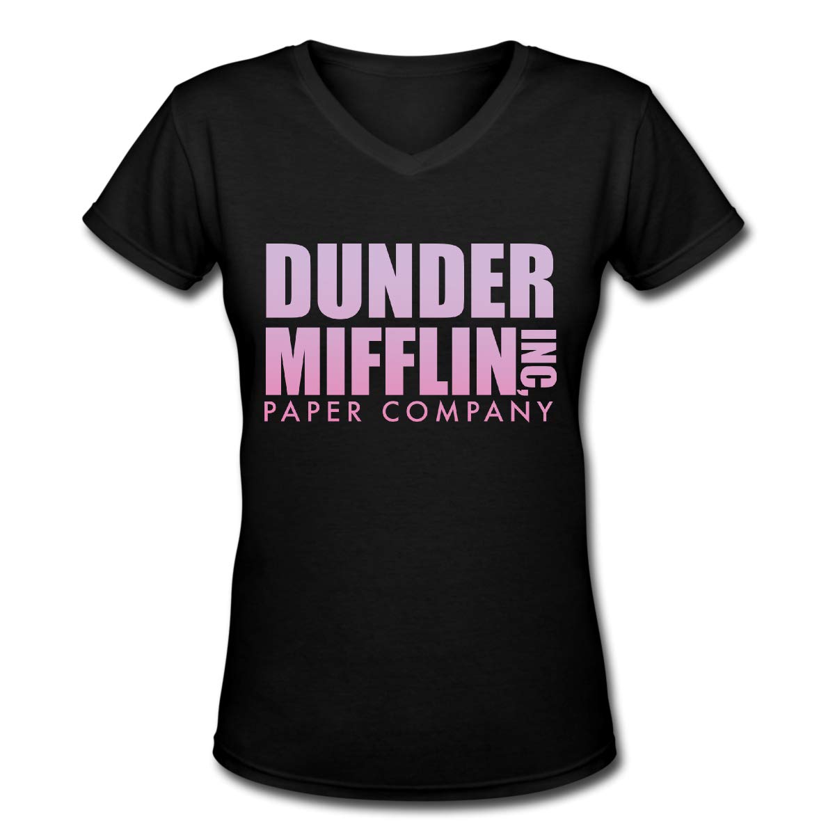 Dunder Mifflin Paper Company Logo Women's Short Sleeve V-Neck T-Shirt | The Office TV Show Merchandise | Casual Wear & Fan Gifts