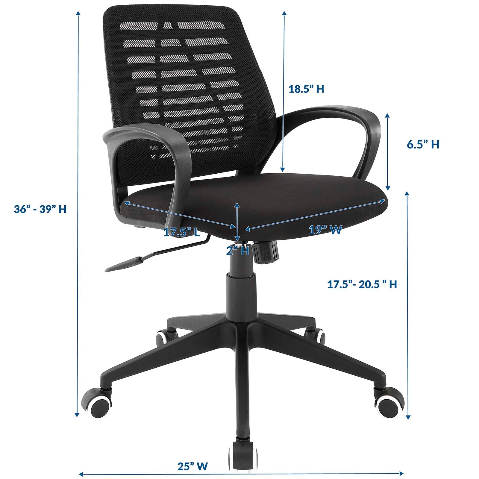 Ergonomic Office Chair with Adjustable Height & Lumbar Support - Comfortable Desk Chair for Home & Office Workspaces - Perfect for Long Hours of Sitting & Computer Work