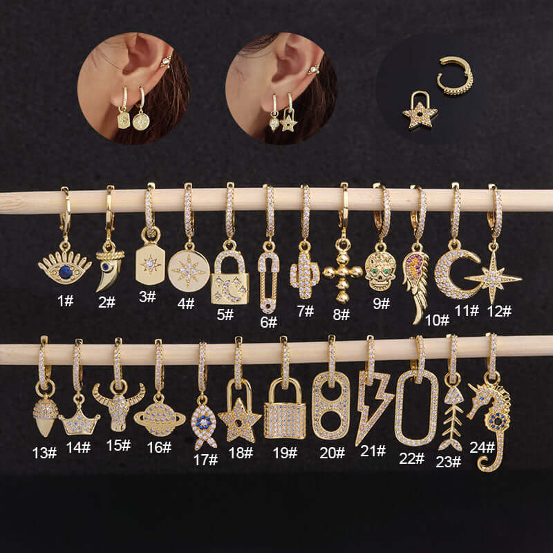 18K Gold Dainty Hoop Earrings for Women - Elegant Dangle Hoop Earrings with Evil Eye Charm | Perfect for Everyday Wear, Gifts & Special Occasions | HSPJ283