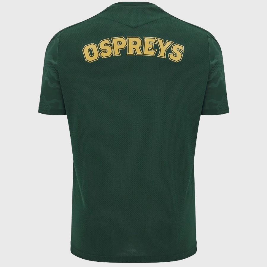 Macron Ospreys Poly Tee - Green Camouflage Performance Shirt for Men | Gym, Running & Outdoor Activities