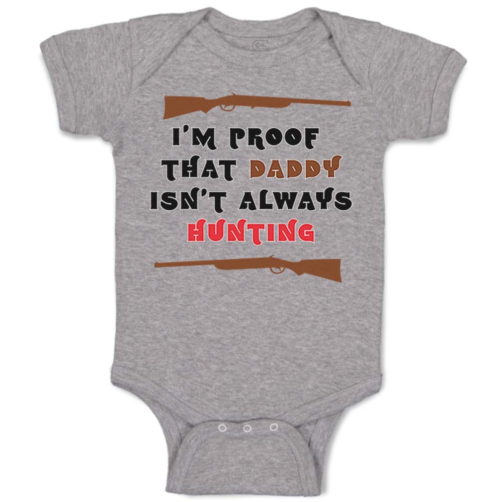Custom Baby Bodysuit - Funny 'I'm Proof Daddy Isn't Always Hunting' Design | Cotton Newborn Clothes for Boys & Girls | Father's Day Gift | Oxford Gray | Perfect for Family Photos & Special Occasions