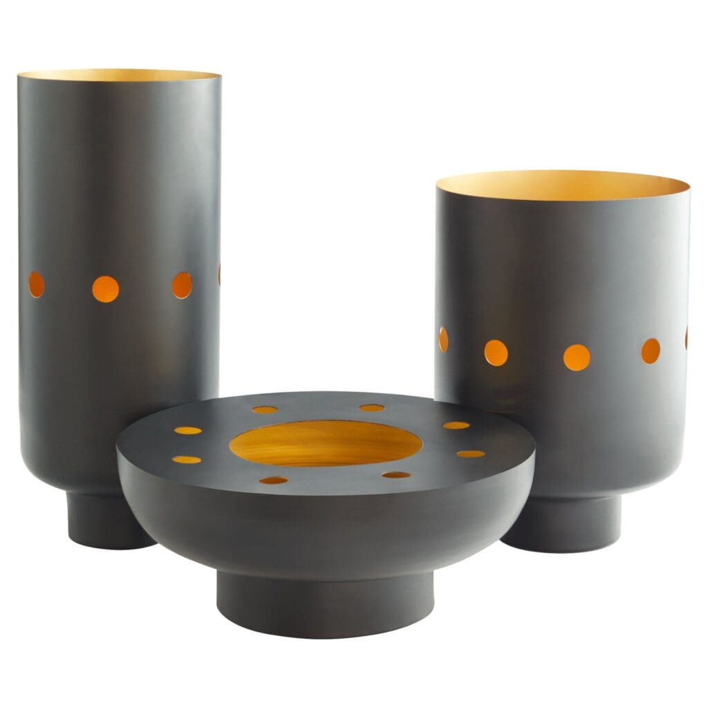 Cyan Design 11521 Naktis Vase - Black Wide Modern Ceramic Vase for Home Decor, Centerpiece, Wedding, Living Room, Dining Table