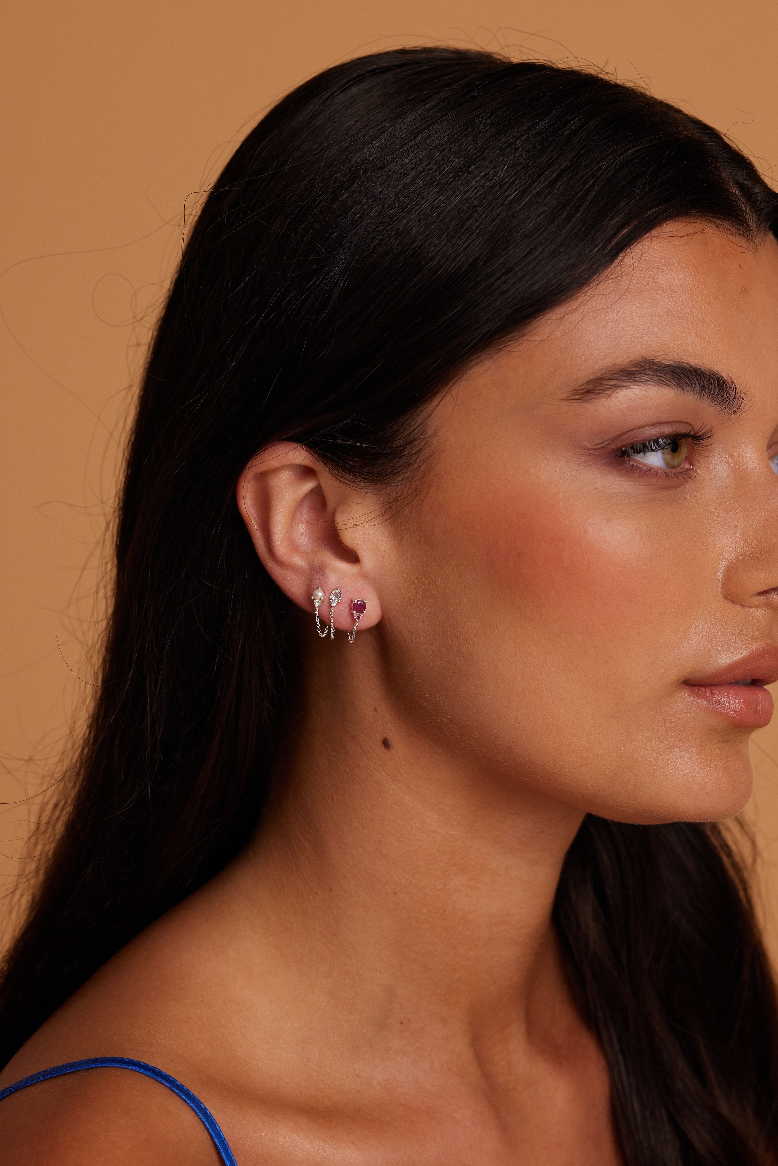 July Birthstone Silver Stud Earrings - Ombre Ruby Gemstone Jewelry for Women - Perfect for Birthdays, Anniversaries & Everyday Wear