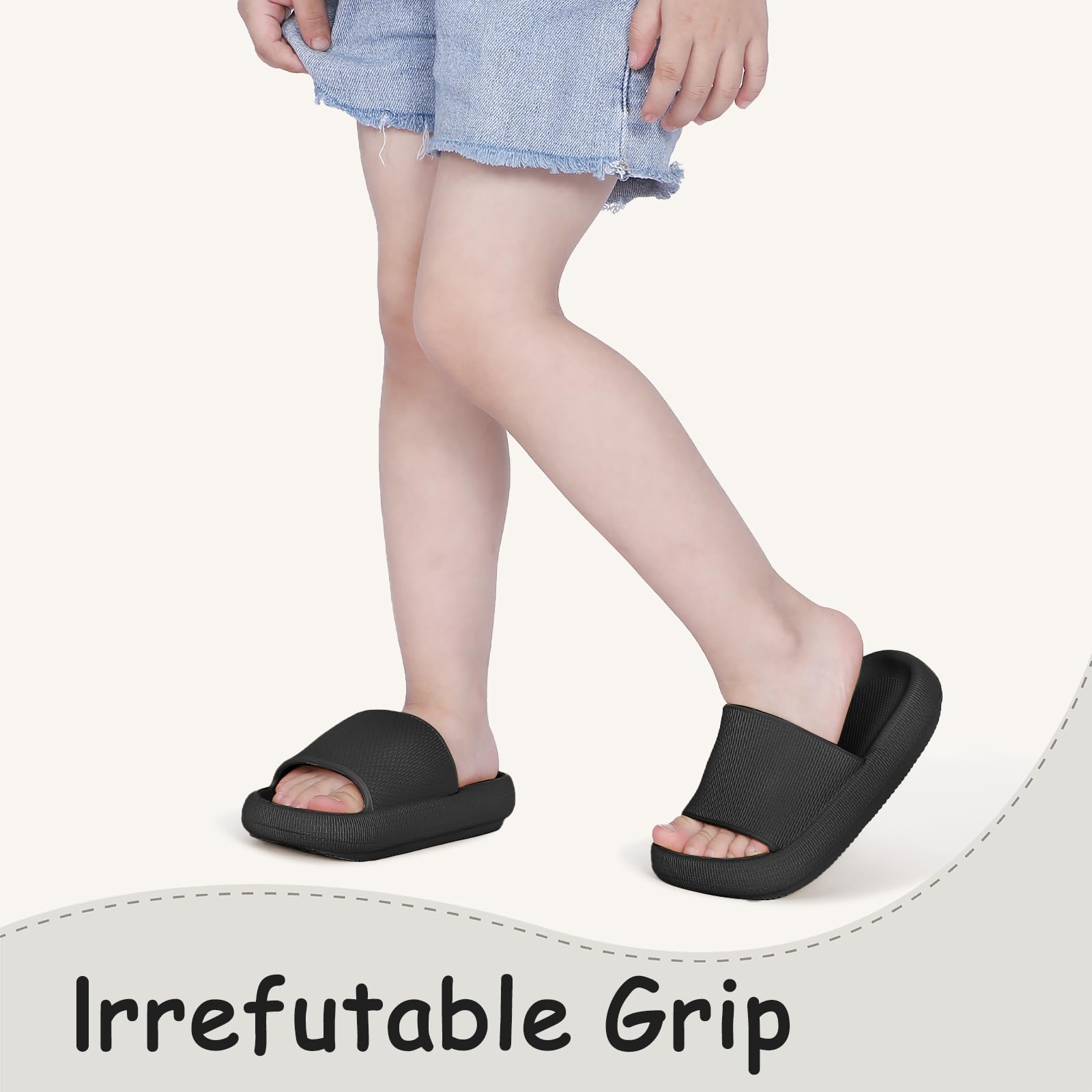 **Kids Cloud Slides - Soft Pillow Slippers for Boys & Girls | Non-Slip Shower Sandals with Thick Sole | Perfect for Beach, Pool & Bathroom (Summer Comfort)**