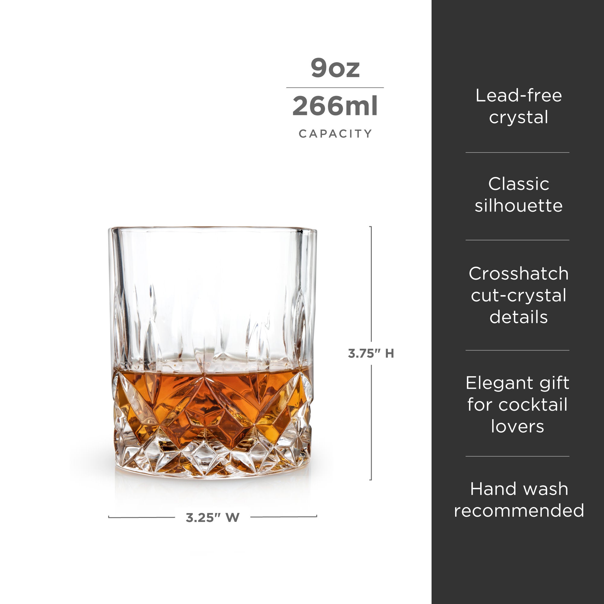 Premium Admiral Crystal Tumblers Set of 4 - 16oz Elegant Glass Cups for Wine, Cocktails & Iced Coffee - Perfect for Home Bar, Dinner Parties & Gifts