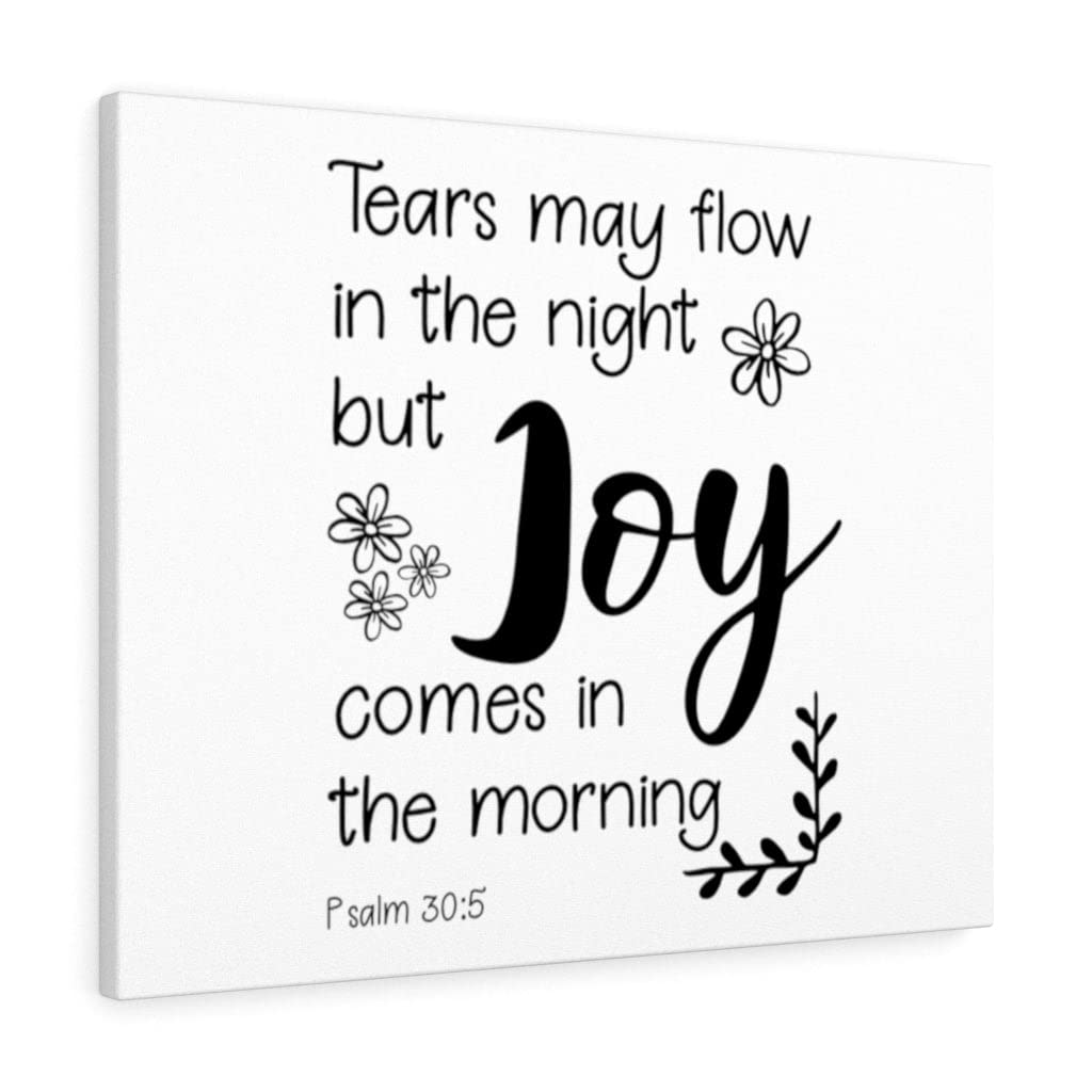 Christian Wall Art with Bible Verse - Psalm 30:5 'Joy Comes in the Morning' Scripture Print, Ready to Hang Home Decor for Living Room, Bedroom & Church