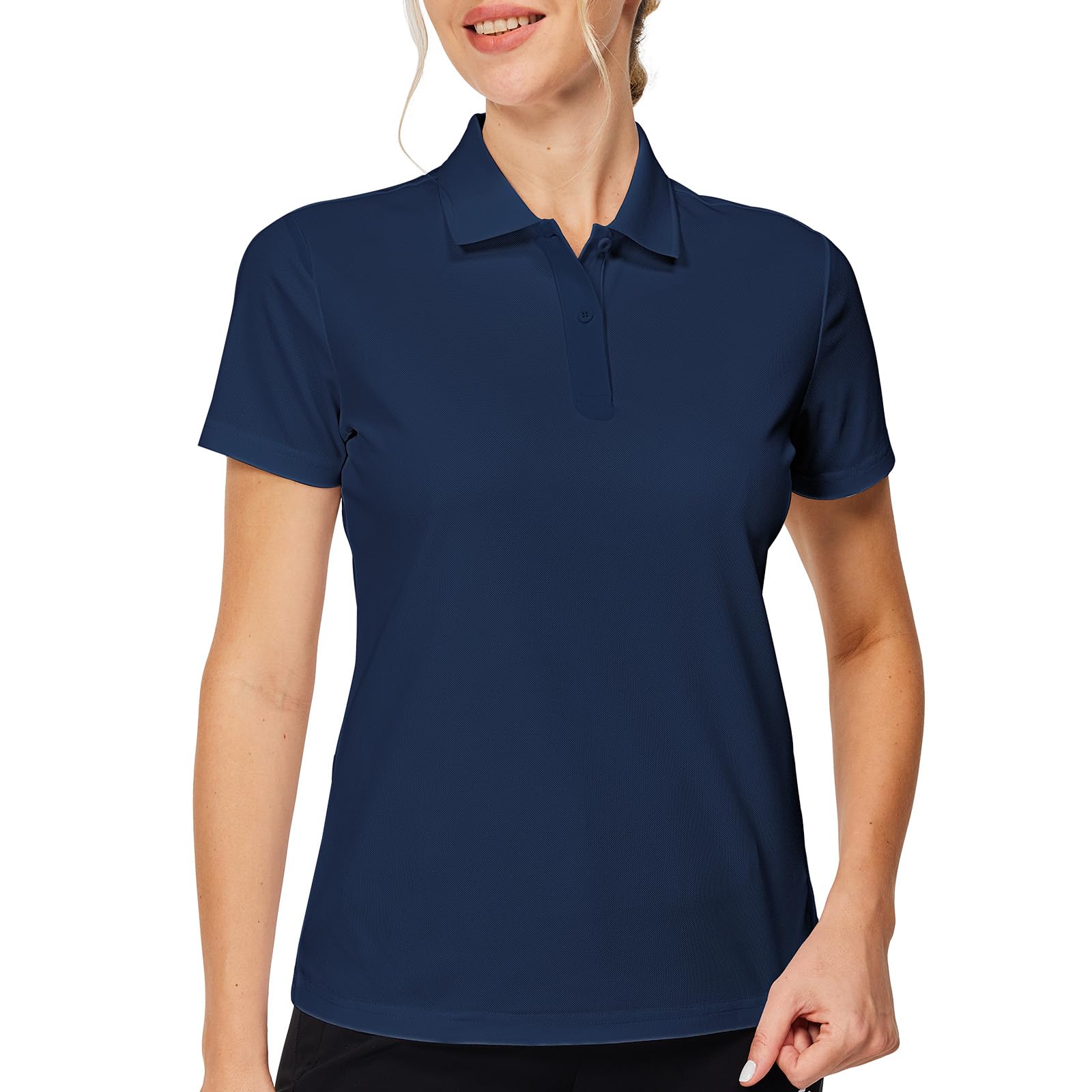 Casei Women's Quick Dry Moisture Wicking Polo Shirt - Breathable Golf & Tennis Top for Active Lifestyle - Black & White