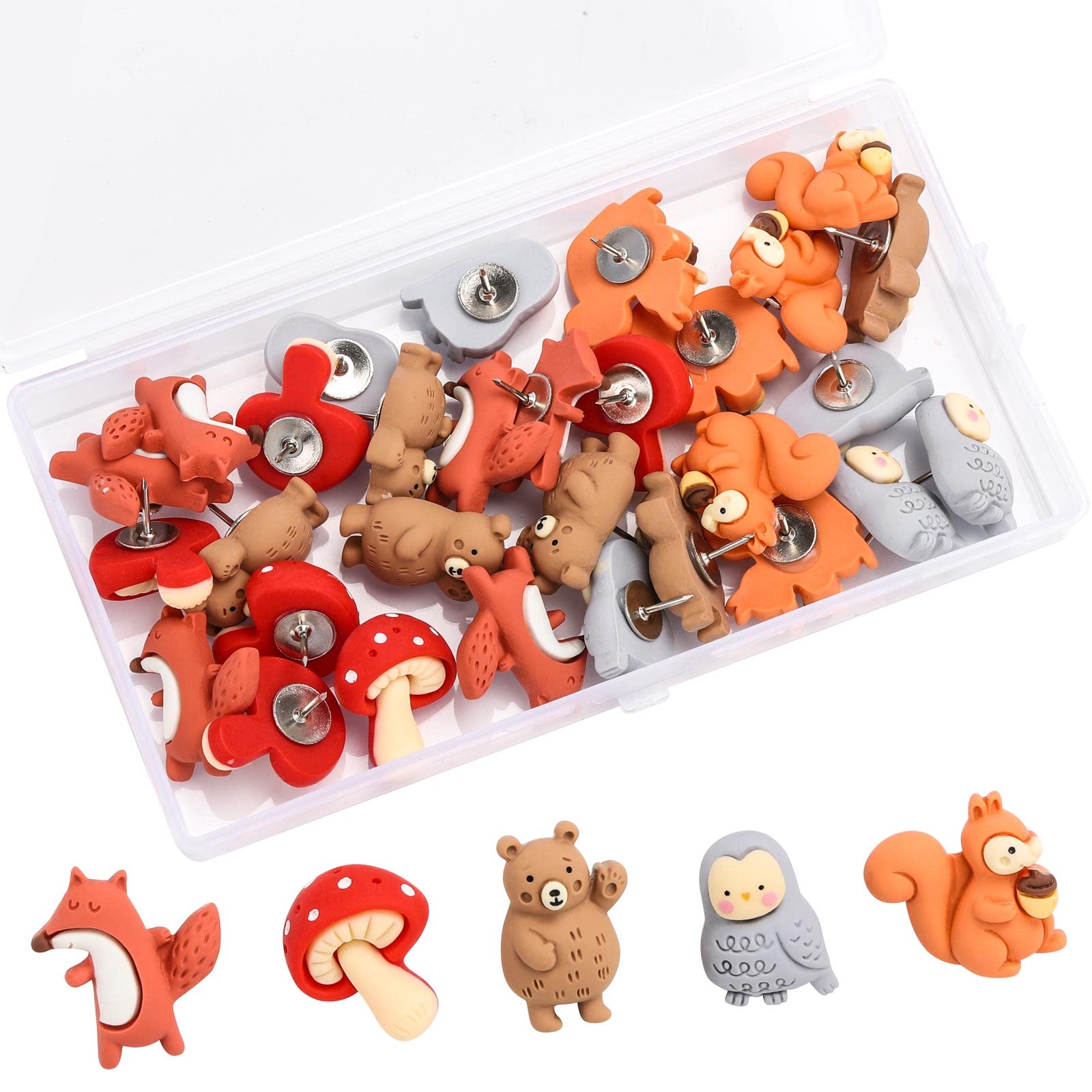 Cute Animal Push Pins 30Pcs for Cork Board - Office & Home Decor