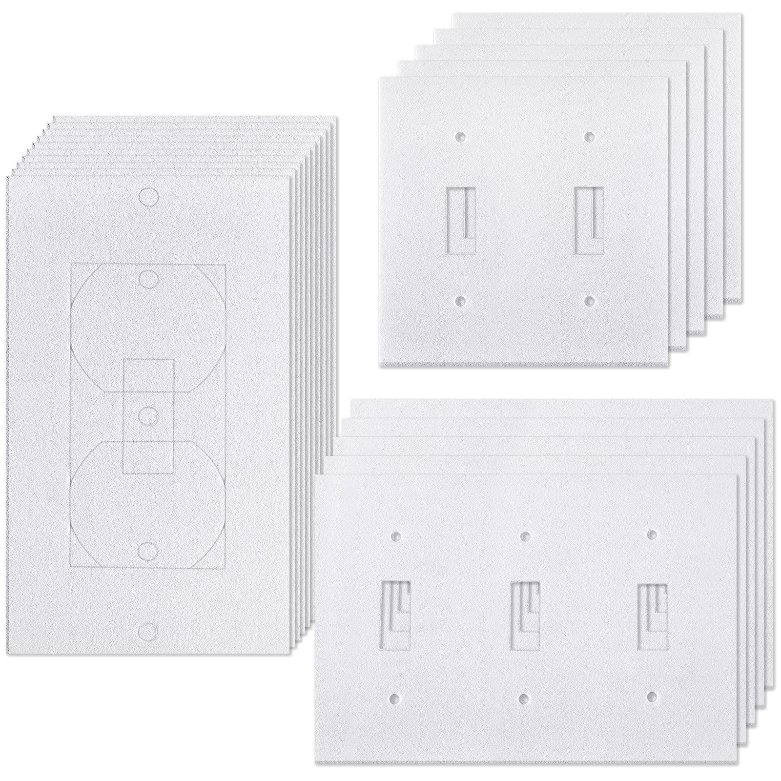 30-Pack White Weatherproof Wall Plate Insulation Gaskets - Outlet & Switch Sealer Pads for Single, Double & Triple Gang Switches - Improve Energy Efficiency & Reduce Drafts in Homes & Offices