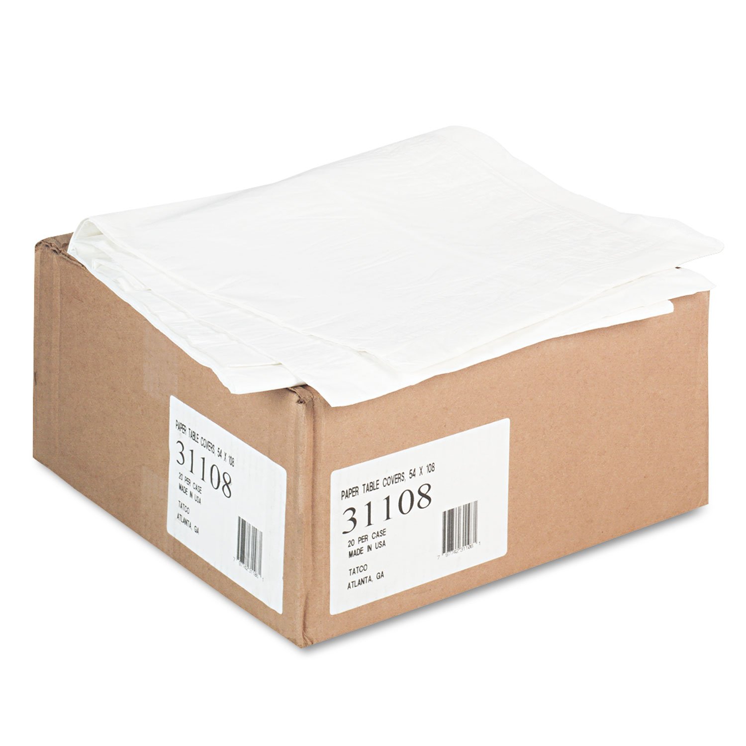 Tatco White Paper Rectangular Table Covers - Premium Disposable Tablecloths for Parties, Events & Restaurants (TCO31108) - Waterproof & Easy Clean Surface for Dining, Buffets & Catering