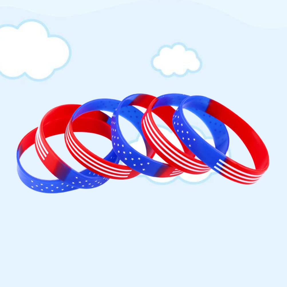 Amosfun 20pcs American Flag Silicone Wristbands - Patriotic Rubber Bracelets for Men & Women, Unisex Sports Bands for Running, Gym, Workouts & Outdoor Activities - USA Flag Pattern Wristbands for Fitness, Sports Events & Daily Wear