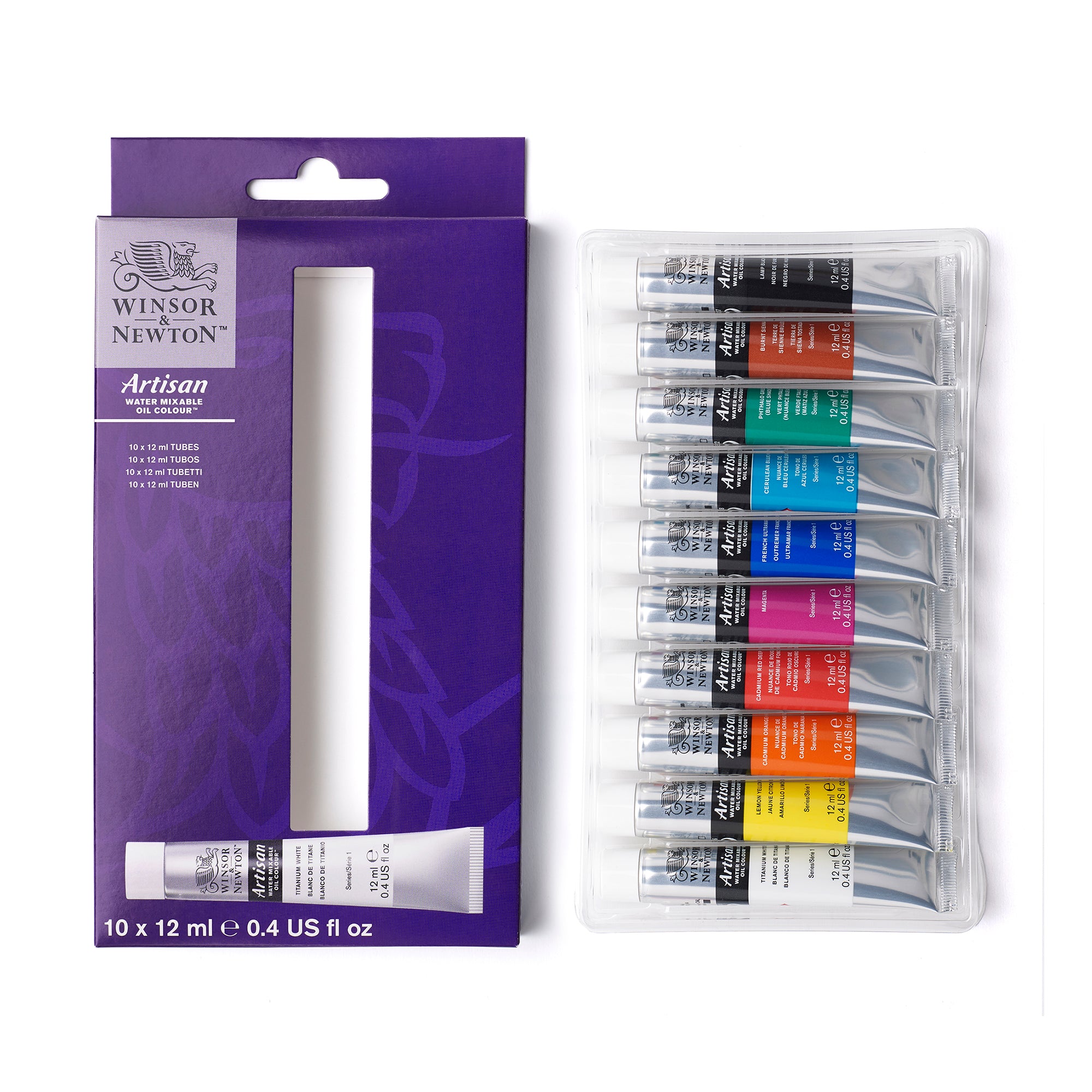 Professional Artisan Water Mixable Oil Paint Set - 10 Vibrant Colors (12ml Each) for Canvas, Wood & Fabric Painting | Perfect for Artists & Beginners