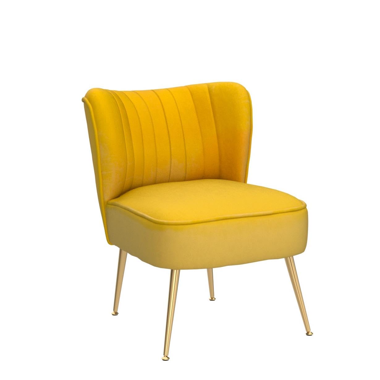 Velvet Accent Chair Set of 2 - Mid Century Modern Armless Slipper Chairs with Golden Legs for Living Room, Bedroom & Guest Room - Soft Wingback Design for Comfortable Seating - Perfect for Home Decor, Lounge & Relaxation