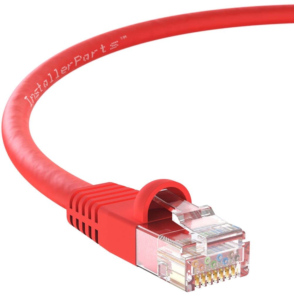 InstallerParts CAT6 Ethernet Cable UTP Booted (Red, 5 FT, 50 Pack) - Professional Series 10Gbps Network Patch Cable for Home Office, Gaming, Server Rooms & Data Centers
