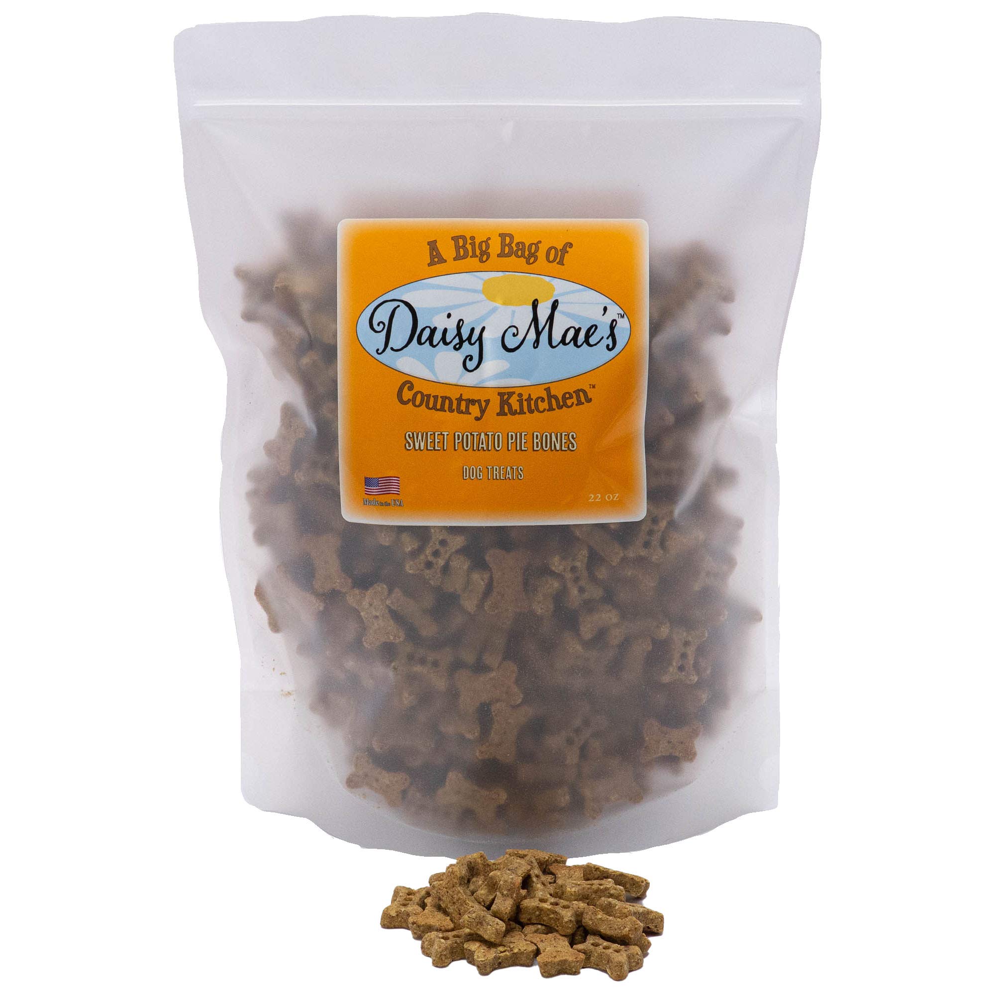 Premium USA-Made Daisy Mae's Healthy Dog Treats - Sweet Potato Pie Bones, 22oz | All-Natural Ingredients, Grain-Free | Perfect for Training, Rewards & Dental Health
