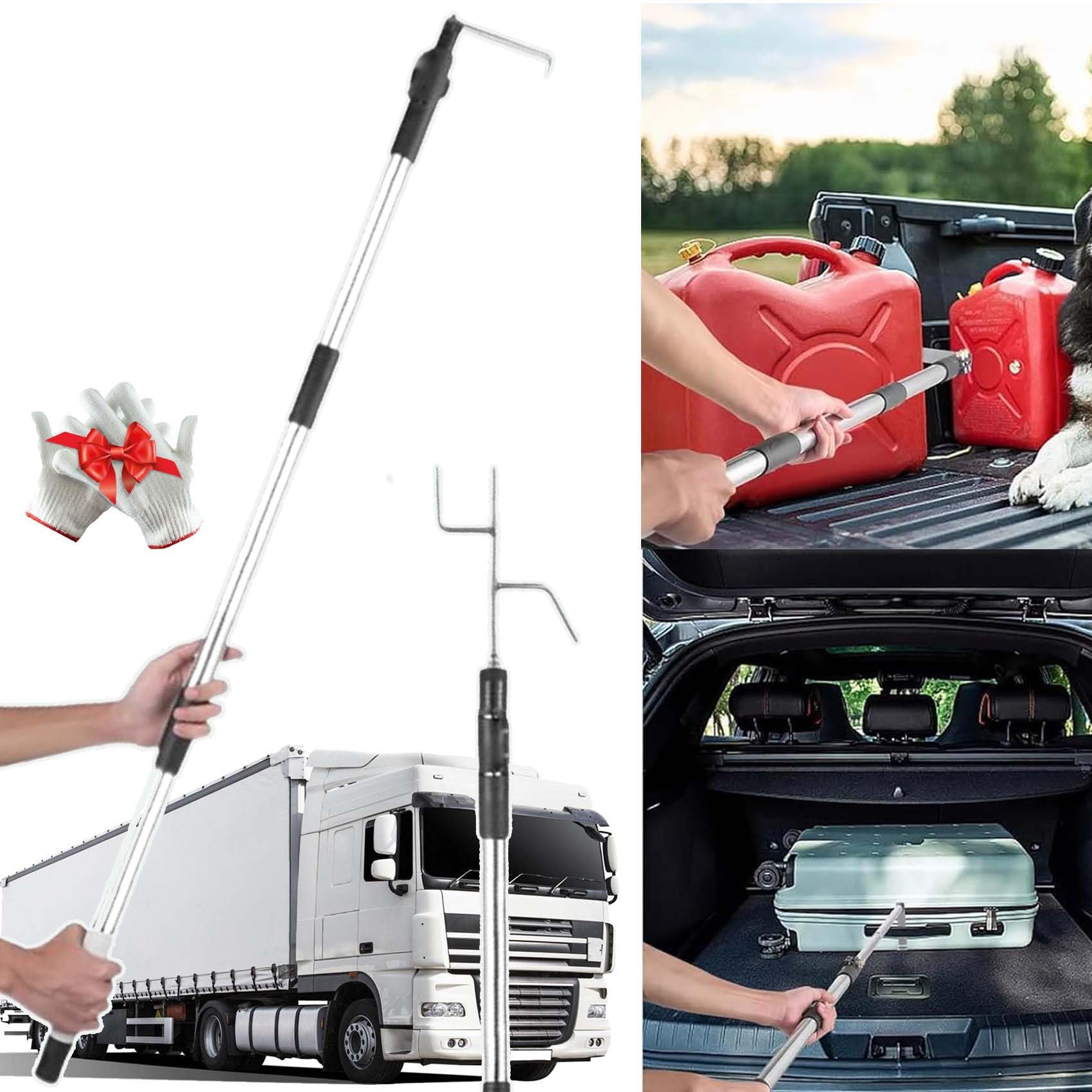 2025 Magnetic Truck Bed Buddy Cargo Grabber - 59 Inch Extendable Reach Tool with Secure Mount - Perfect for Hauling, Loading & Organizing Pickup Truck Accessories