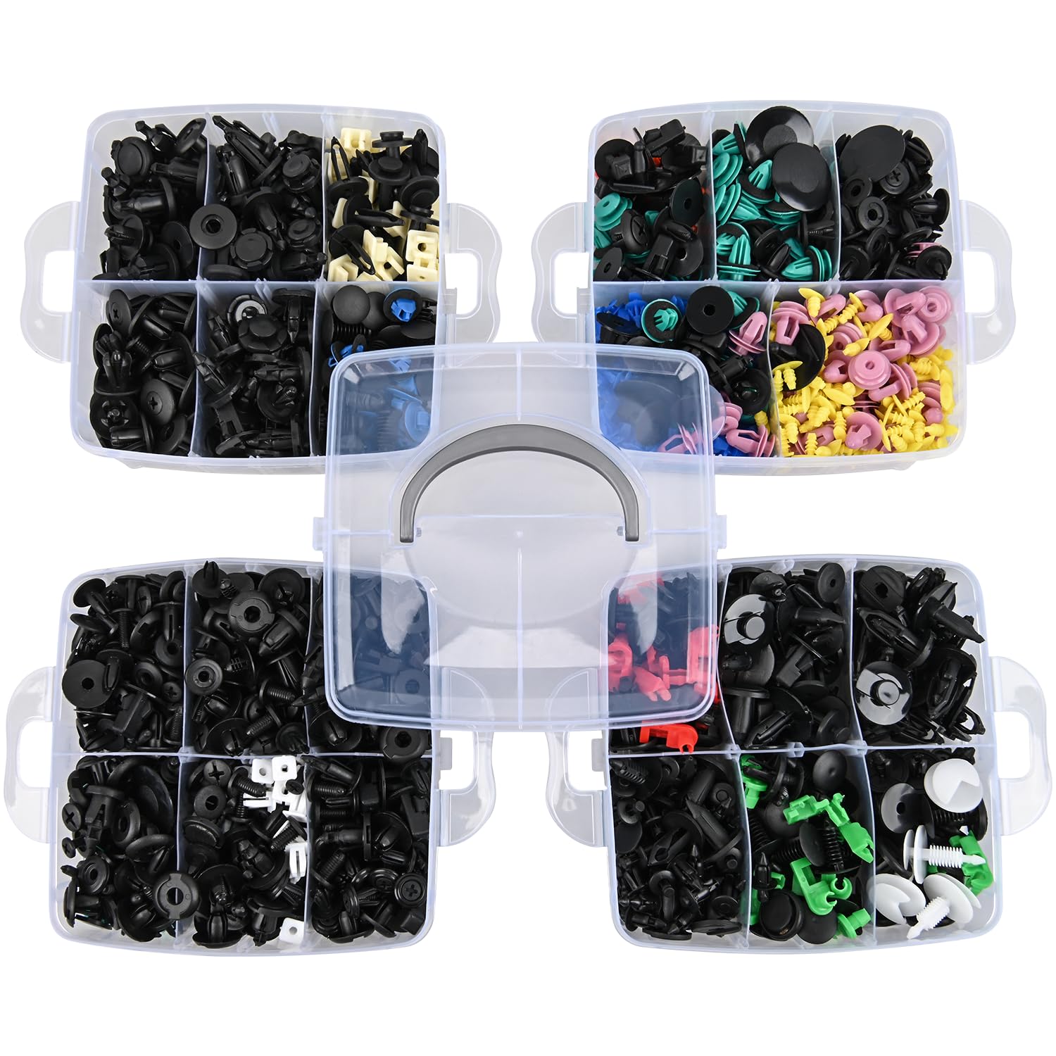 GOOACC 1295Pcs Car Retainer Clips and Auto Fasteners Assortment Kit - 37 Most Popular Sizes Nylon Bumper Fender Rivets with 10 Cable Ties for GM, Ford, Toyota, Honda, Chevrolet, BMW, Benz, Audi, Nissan, Mazda - Perfect for Auto Repair, Maintenance, and DIY Projects
