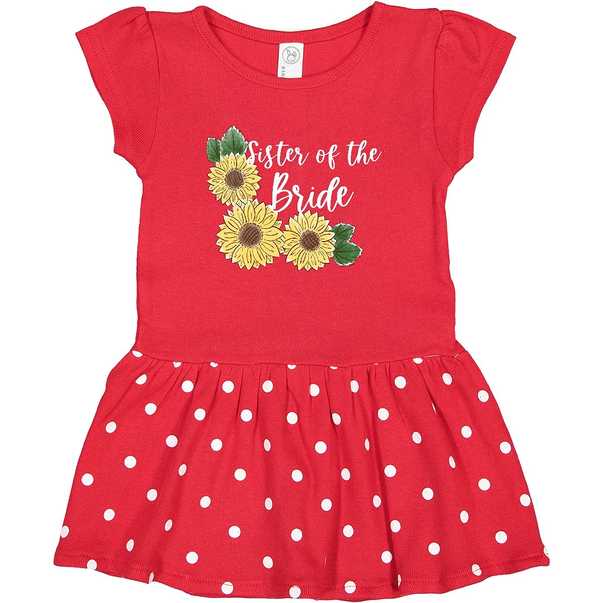 Inktastic Sister of The Bride Sunflower Toddler Dress - Cute Floral Flower Girl Outfit for Weddings & Special Occasions