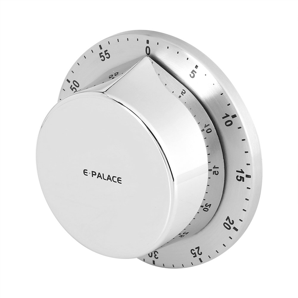 Mechanical Kitchen Timer with Alarm - No Batteries Needed, Magnetic Backing & Stainless Steel Body - Perfect for Cooking, Baking, Meal Prep & Kitchen Countdown (Silver)