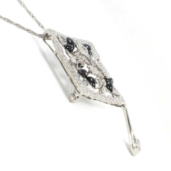 18K White Gold Onyx Diamond Necklace for Women - Elegant Black Onyx Pendant with Diamond Accents | Perfect for Weddings, Anniversaries & Special Occasions