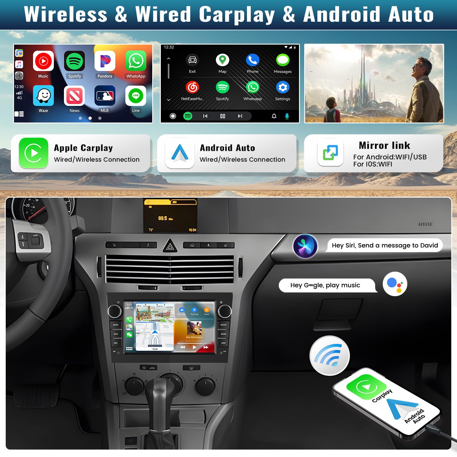 2G+64G CAMECHO Android 13 Car Stereo for Opel Astra Corsa Vauxhall Meriva Zafira - 7