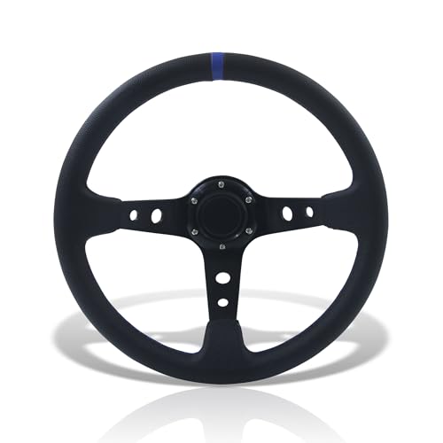 PVC Leather / Black Center / Blue Stitching