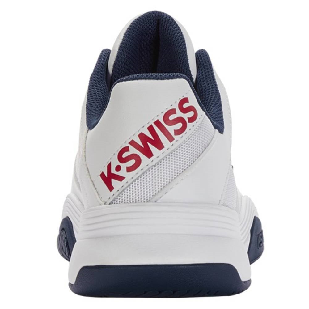 K Swiss Court Express Men's Tennis Shoes - White & Blue Athletic Sneakers for Tennis, Running & Casual Wear | Breathable Comfort & Durable Traction