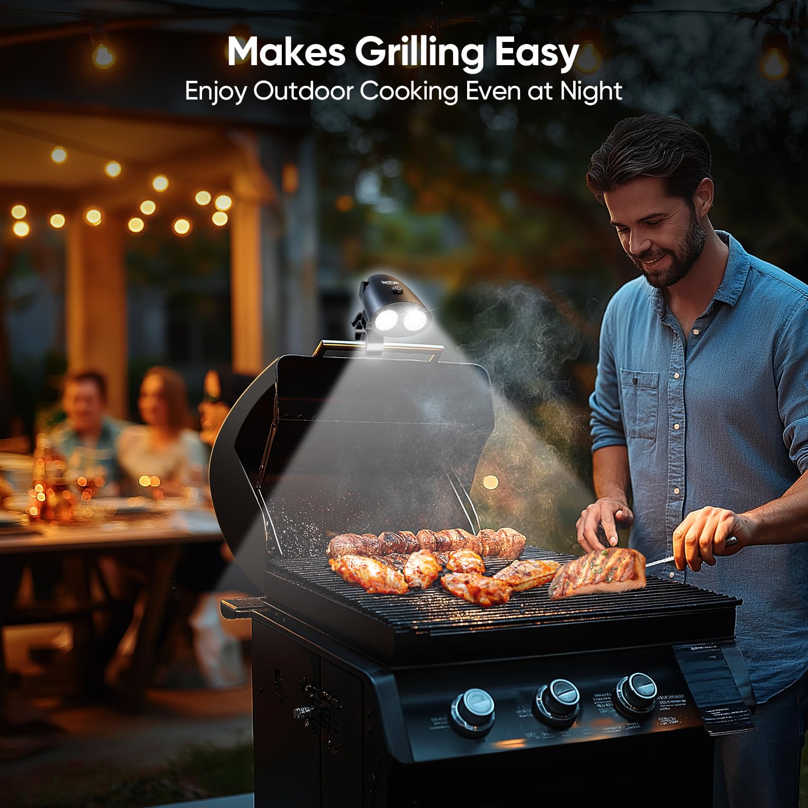 **Grill Light for BBQ - 2 Brightness Settings, Battery Included - Perfect Outdoor Grilling Accessories for Men, Father's Day Gifts for Dad & Husband - Ideal for Nighttime Grilling, Camping, and Backyard BBQs**