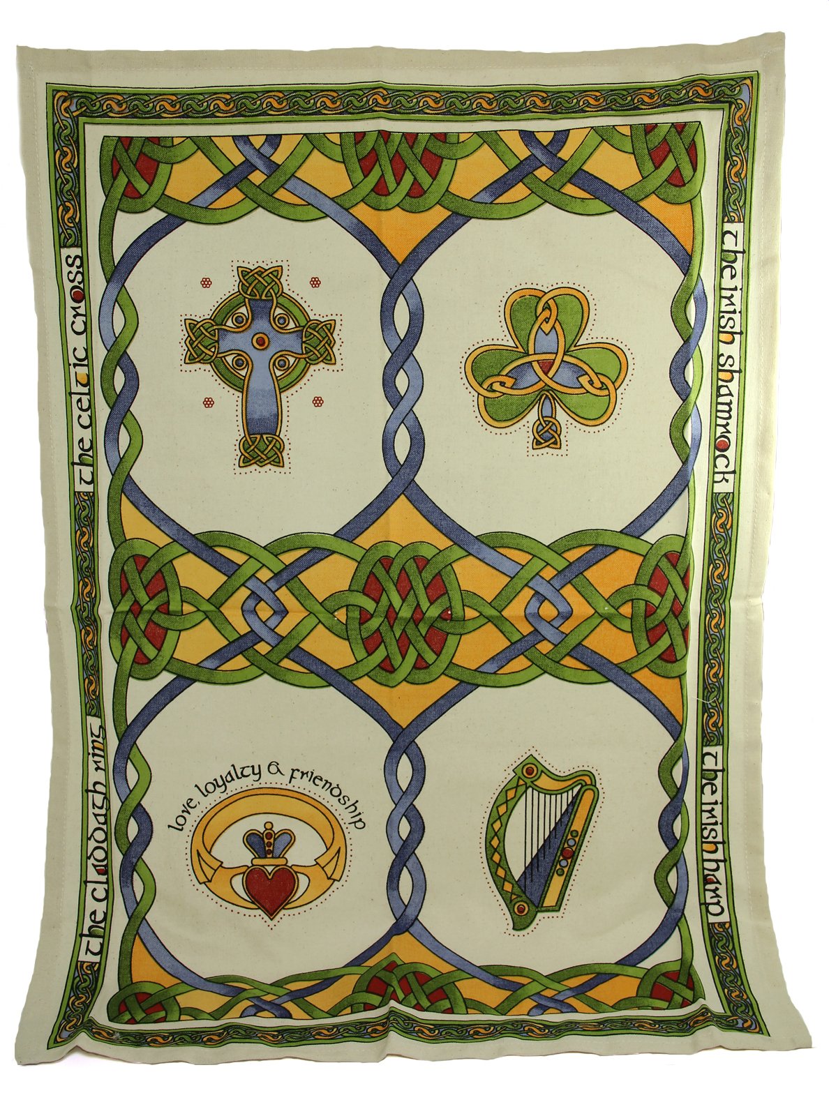 Premium Irish Tea Towel & Hand Towel Set of 2 - 100% Cotton Kitchen Decor for St. Patrick's Day, Irish Pub, or Farmhouse Style Kitchen