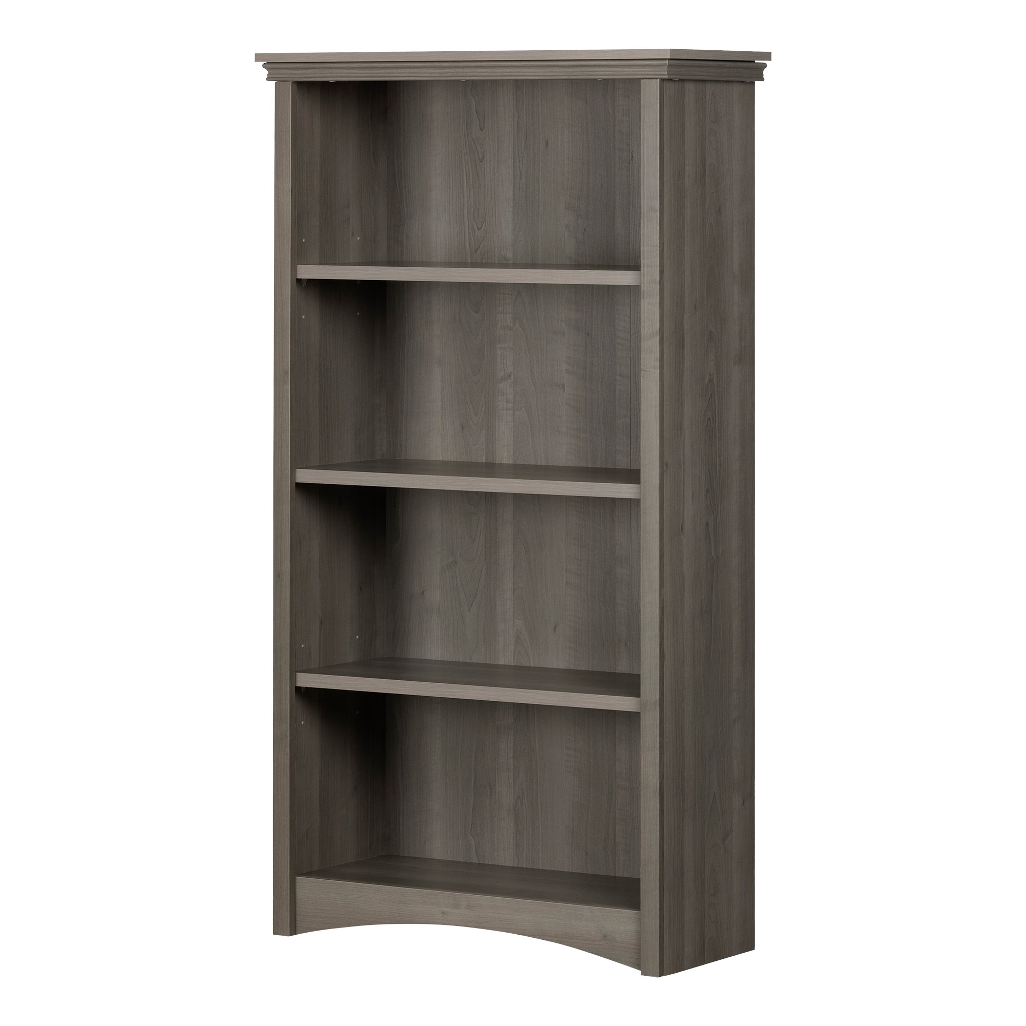 South Shore Gascony 4-Shelf Storage Bookcase in Gray Maple - Perfect for Home Office, Living Room & Bedroom Organization