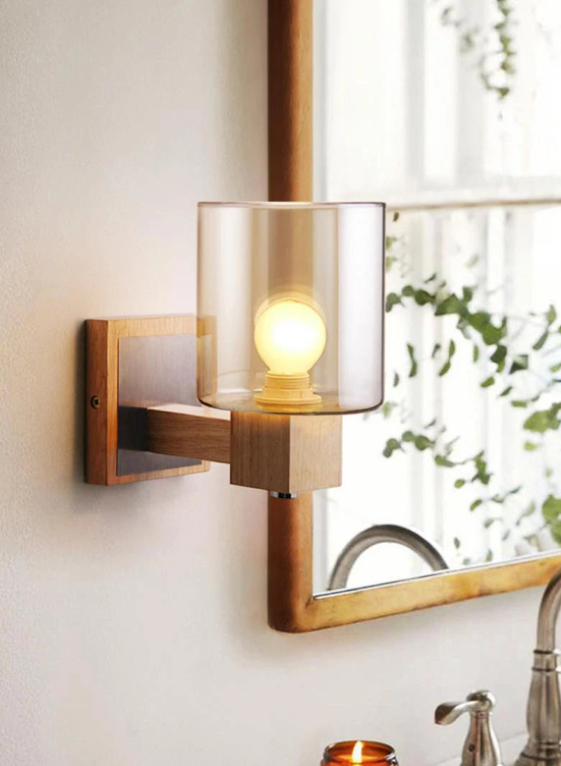 Modern Cognac Glass Wall Sconce - Elegant Lighting Fixture for Living Room, Bedroom, or Hallway Decor