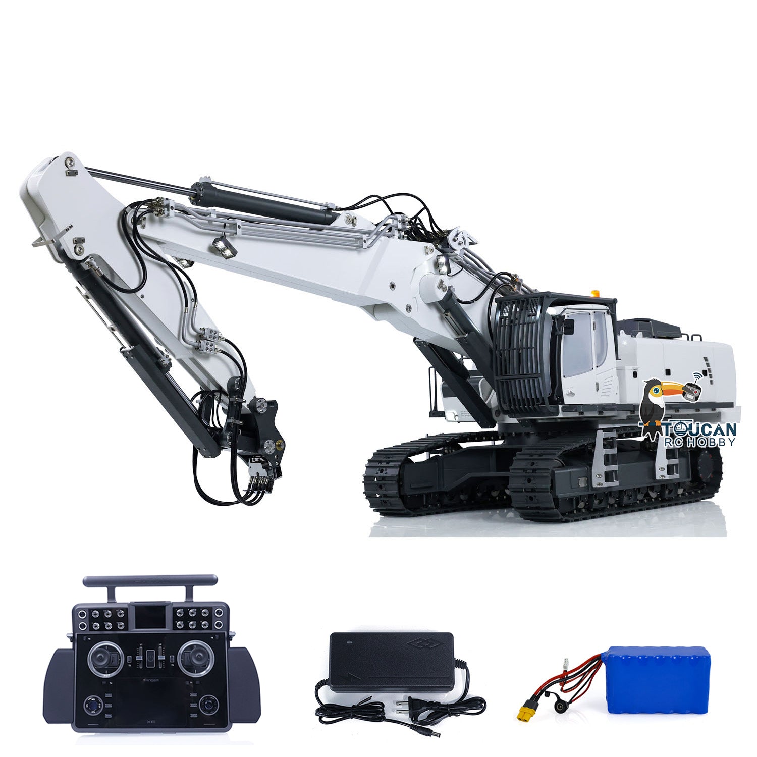1/14 Scale K970 301S Hydraulic RC Excavator Toy - 3 Arms, RTR Radio Controlled Digger with Tamden XE Simulation, Painted Construction Vehicle for Kids & Adults - Perfect for Backyard Digging, Construction Play & RC Hobby Enthusiasts