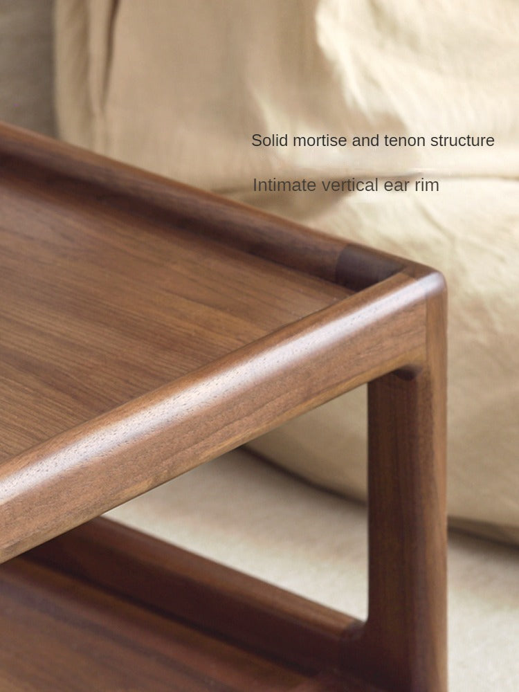 Premium Black Walnut, Ash & Oak Solid Wood Japanese Tatami Tea Table - Traditional Zen Style Low Table for Tea Ceremony, Meditation & Living Room Decor